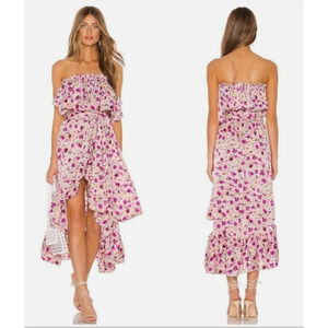 MISA Los Angeles Sabella Dress Size Medium Pink Floral Flounce‎ Cocktail Party